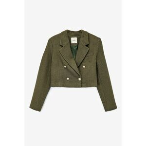 Sacou crop cu design doua randuri de nasturi - Verde inchis imagine