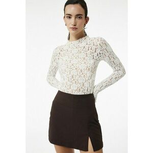 Bluza crop din amestec de bumbac - Alb murdar/Transparent imagine