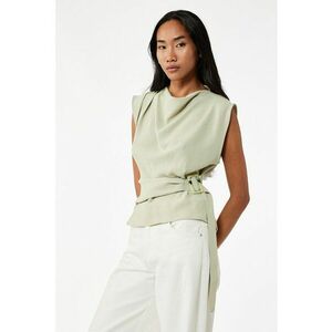 Bluza cu decolteu drapat - Bej deschis imagine