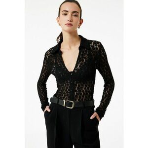Camasa slim fit semitransparenta - Negru/Transparent imagine
