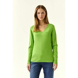 Pulover uni cu decolteu in V - Verde lime imagine