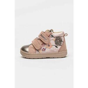 Pantofi din piele ecologica cu velcro - Roz prafuit/Bronz imagine