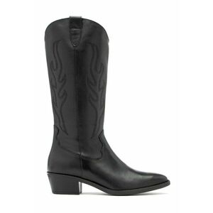 Cizme mid-calf din piele cu varf ascutit Leyla - Negru imagine