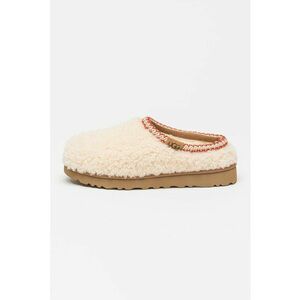 Papuci din piele de oaie cu captuseala din amestec de lana Tasman Maxy Curly - Alb imagine
