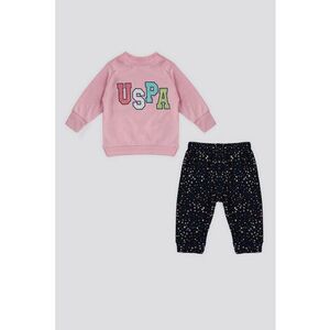Set de bluza sport cu imprimeu si pantaloni - 2 piese - Alb/Albastru ultramarin/Roz pastel imagine