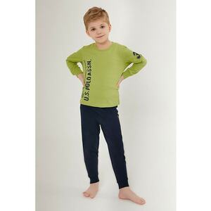 Pijama lunga cu logo - Albastru ultramarin/Verde fistic imagine