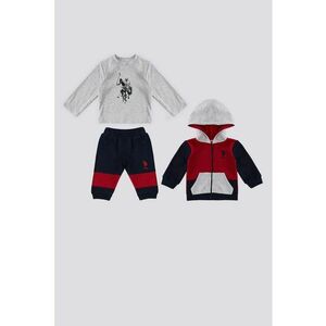 Set de hanorac - bluza si pantaloni de trening - Albastru ultramarin/Rosu inchis/Gri melange imagine