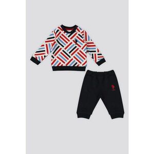 Set de bluza de trening cu model si pantaloni de trening - Rosu/Alb/Albastru ultramarin imagine