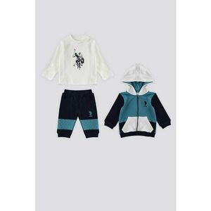 Set de hanorac - bluza si pantaloni de trening - Alb murdar/Albastru petrol/Bleumarin imagine