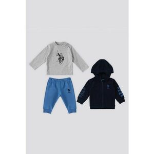 Set de bluza - hanorac si pantaloni de trening - Gri melange/Bleumarin imagine