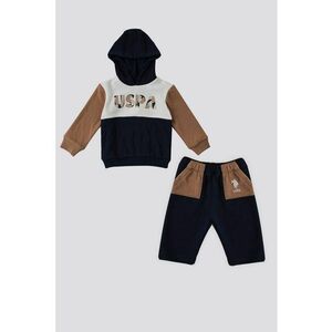 Set de hanorac si pantaloni de trening - Maro/Crem/Bleumarin imagine