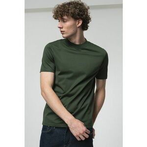 Tricou slim-fit cu guler scurt - Verde padure imagine