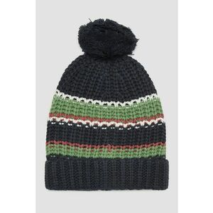 Caciula din tricot cu ciucure - Alb/Verde/Negru imagine