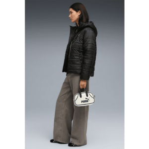 Jacheta matlasata cu logo si gluga - Negru imagine