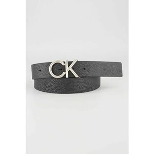 Curea de piele cu catarama in forma de logo - Negru imagine