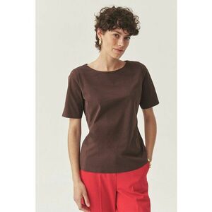 Tricou uni cu decolteu rotund - Maro imagine