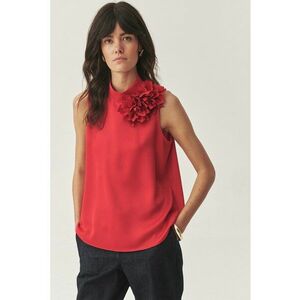 Bluza lejera cu aplicatie florala - Rosu imagine