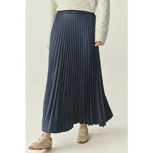 Fusta cu pliuri si banda elastica in talie - Bleumarin imagine