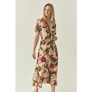 Rochie petrecuta cu imprimeu - Rosu/Maro/Bej imagine