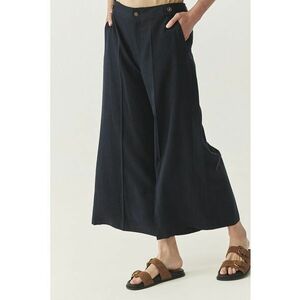 Pantaloni culottes din lyocell si in - Albastru ultramarin imagine