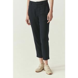 Pantaloni din amestec de lyocell si in - Albastru ultramarin imagine