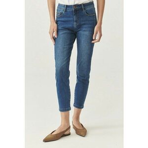 Blugi crop slim-fit - Albastru melange imagine
