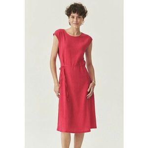 Rochie din amestec de lyocell cu cordon in talie - Rosu imagine