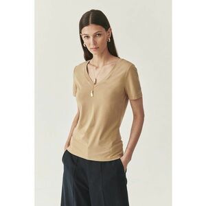 Tricou din amestec de modal - Maro deschis imagine
