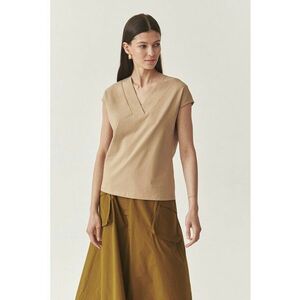 Bluza cu decolteu in V - Maro deschis imagine