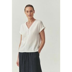 Bluza cu decolteu in V - Alb imagine