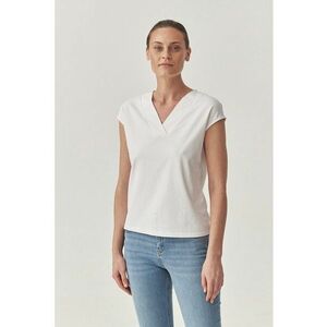 Bluza cu decolteu in V - Alb imagine