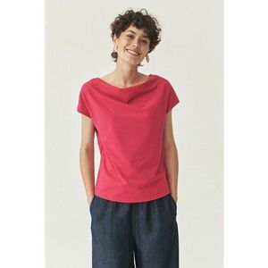 Tricou din amestec de modal si decolteu drapat - Rosu imagine
