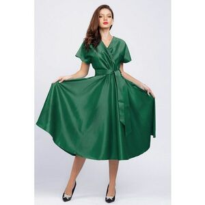 Rochie midi evazata cu aspect satinat imagine