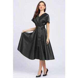 Rochie midi evazata cu aspect satinat imagine