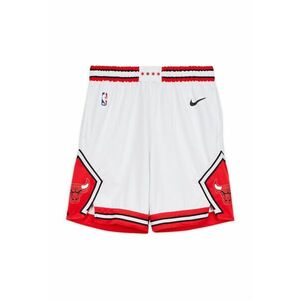 Pantaloni scurti cu talie elastica pentru baschet Chicago Bulls - Alb/Rosu vermillion imagine