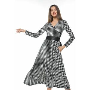Rochie midi evazata - Alb/Negru stins imagine