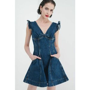 Rochie evazata de denim - Albastru inchis imagine