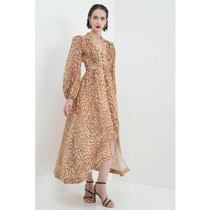 Rochie de in cu animal print - Maro inchis/Maro deschis imagine