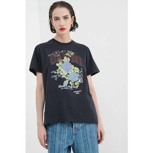 Tricou de bumbac cu imprimeu floral - Verde/Albastru/Gri antracit imagine