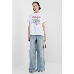 Tricou de bumbac cu imprimeu grafic - Albastru prafuit/Alb optic/Roz imagine