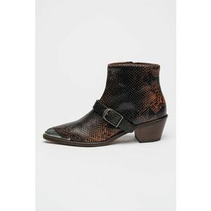 Botine de piele cu toc cubanez Tylow - Negru/Caramel imagine
