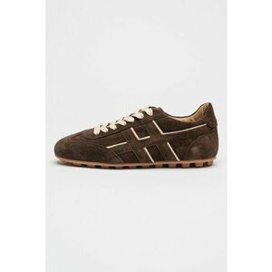 Pantofi sport din piele intoarsa cu talpa plata - Maro inchis imagine