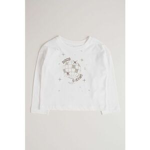 Bluza din bumbac cu imprimeu - Alb optic/Argintiu imagine