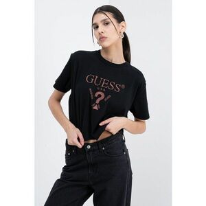 Tricou crop cu logo brodat - Maro inchis/Negru imagine