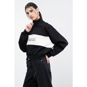 Bluza crop de trening cu croiala supradimensionata si fermoar scurt - Alb fildes/Negru imagine