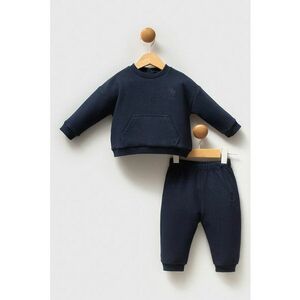 Set de bluza de trening din amestec de bumbac cu pantaloni de trening cu buzunar kangaroo - 2 piese - Albastru ultramarin imagine