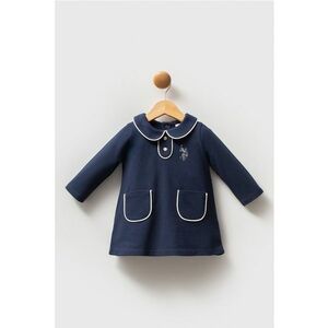 Rochie scurta de bumbac cu maneci lungi - Bleumarin imagine