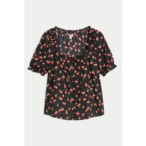 Bluza cu maneci bufante - Rosu/Negru imagine