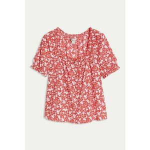 Bluza cu maneci bufante - Alb/Coral imagine