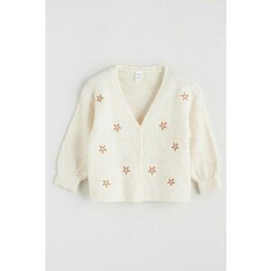 Cardigan cu flori brodate - Crem imagine